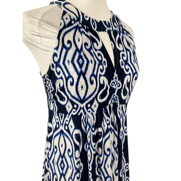 INC International Concepts Maxi Dress Halter Blue White Indie Babydoll Medium - Picture 7 of 12
